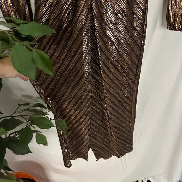 NWT Ramy Brook Sutton Metallic Navy Combo Maxi Dress 2XS